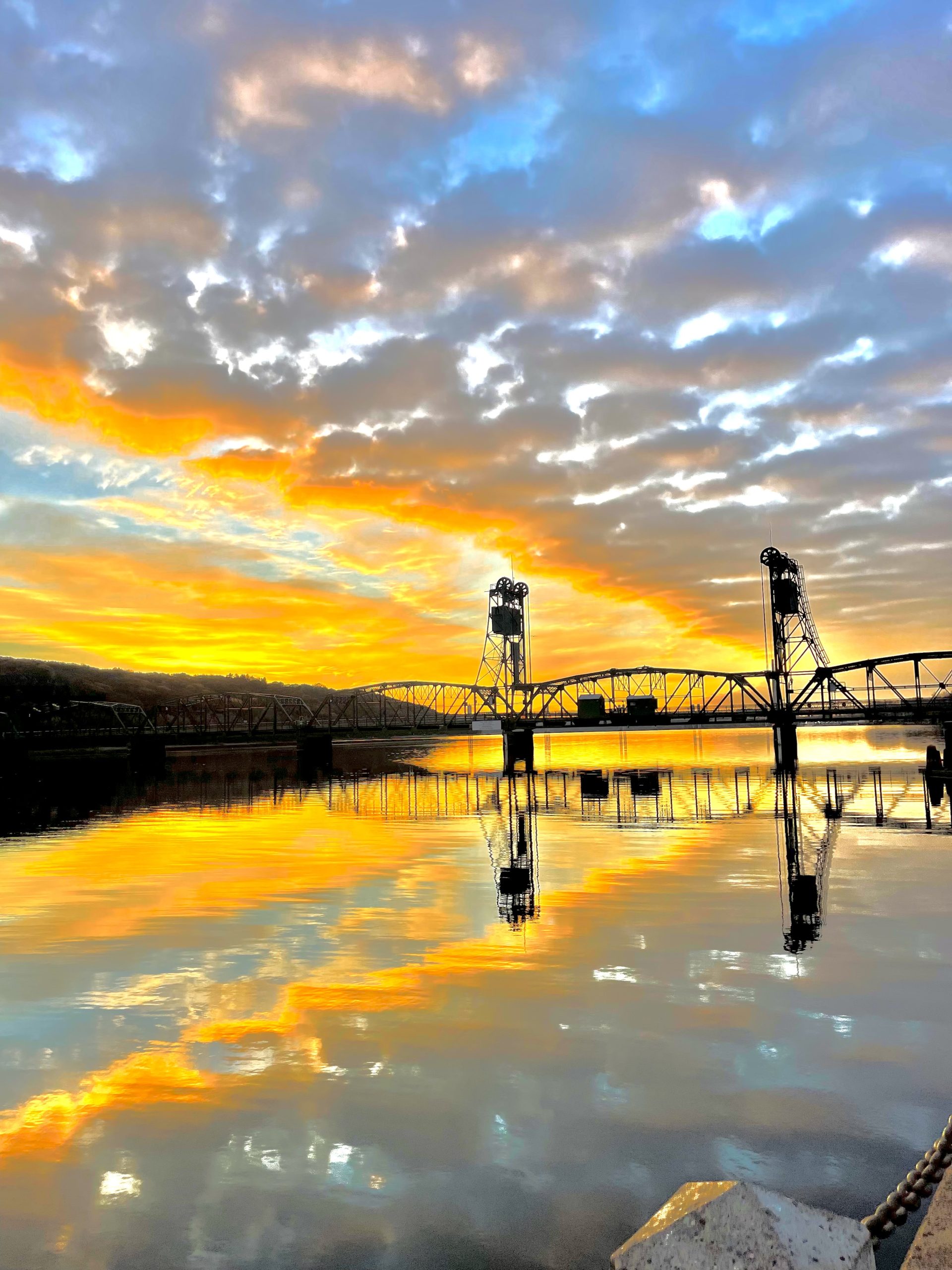 Sunrise over Stillwater Liftbridge and St. Croix RIver