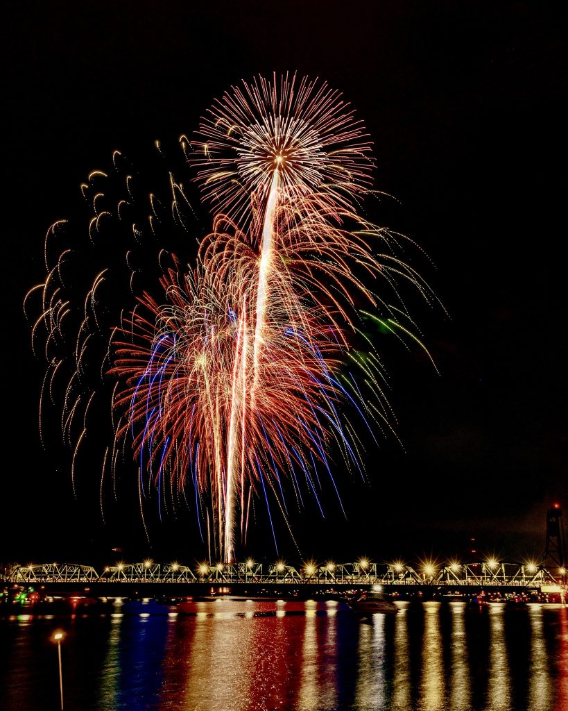 fireworks over the St. Croix River