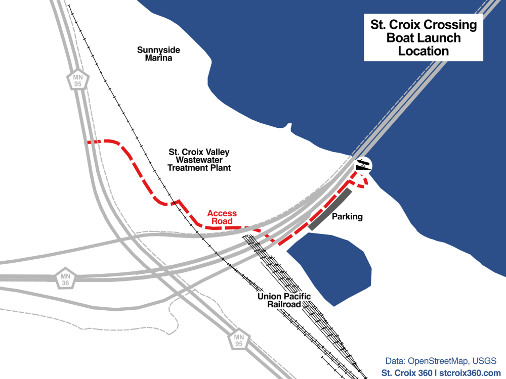 st croix crossing boat launch location map