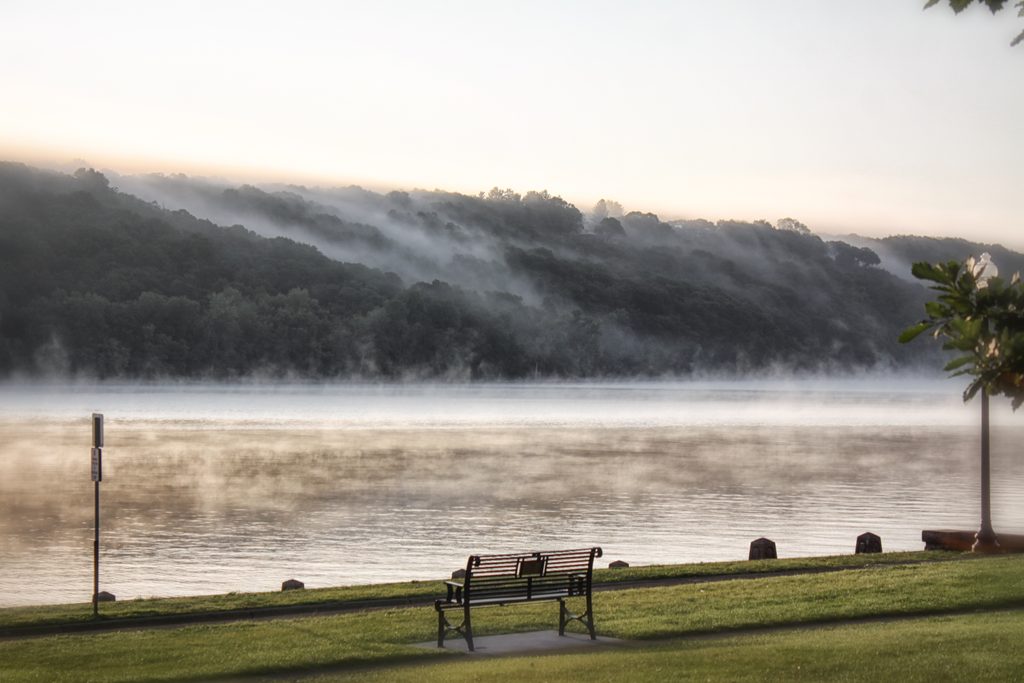 Foggy morning view of the river from Lowell Park Scott Berglund