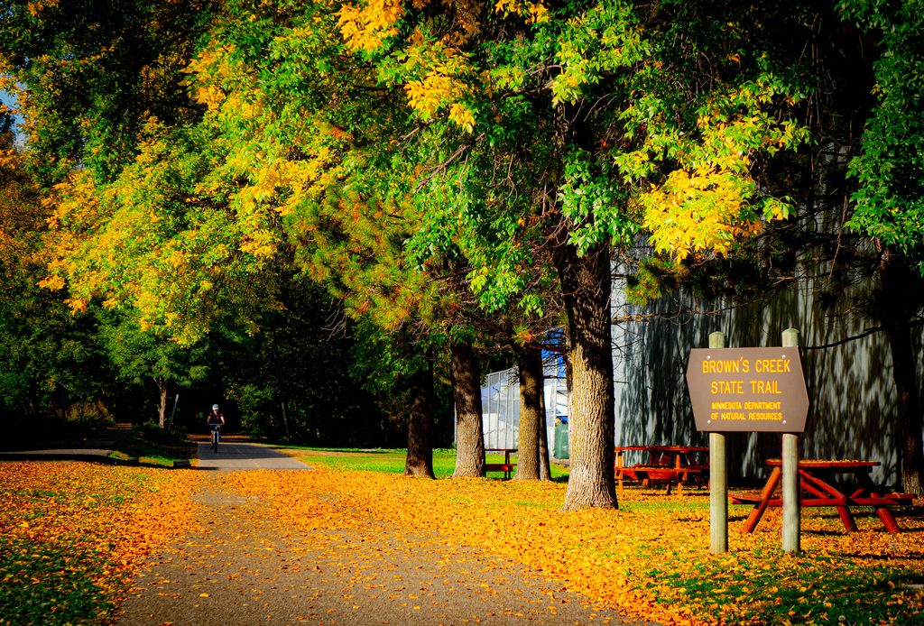 Person biking on browns creek trail in the fall Richard Crumb (1)