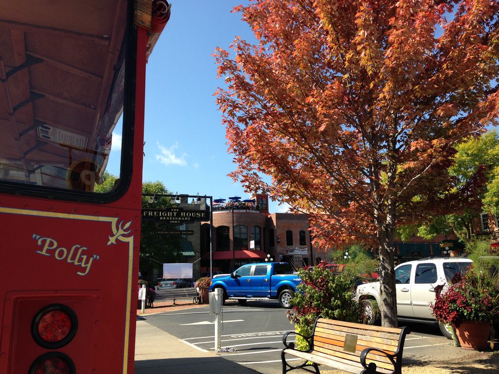 Trolley with fall colors